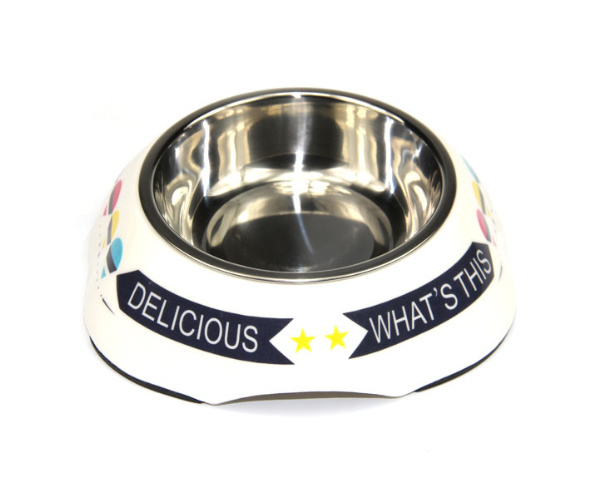 Groothandel Melamine en roestvrij staal huisdier hondenschotel 1