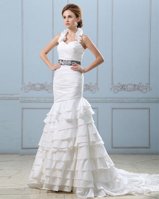 Sexy, open rug, trouwjurk met riem, lage taille, vrouwen trouwjurken.