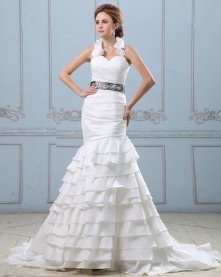 Sexy, open rug, trouwjurk met riem, lage taille, vrouwen trouwjurken.