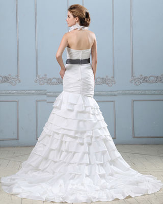 Sexy, open rug, trouwjurk met riem, lage taille, vrouwen trouwjurken.