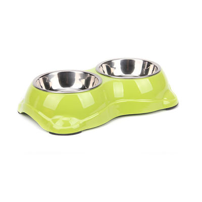 Anti-Skip Silicone Pet Bowl met dubbele roestvrijstalen Bowl