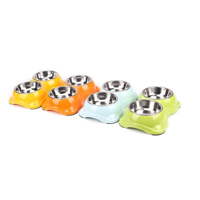Anti-Skip Silicone Pet Bowl met dubbele roestvrijstalen Bowl