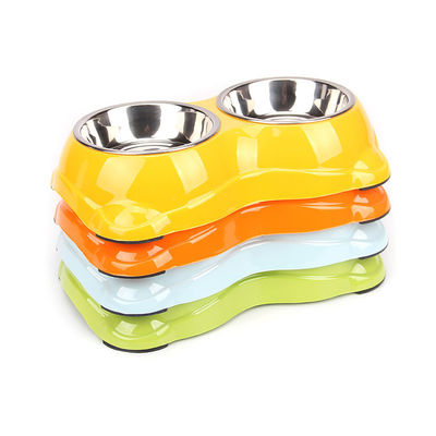Anti-Skip Silicone Pet Bowl met dubbele roestvrijstalen Bowl