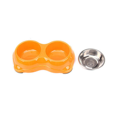 Anti-Skip Silicone Pet Bowl met dubbele roestvrijstalen Bowl