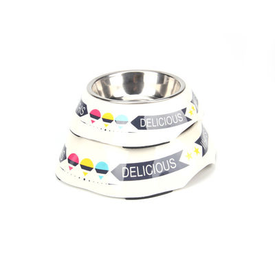 Groothandel Melamine en roestvrij staal huisdier hondenschotel