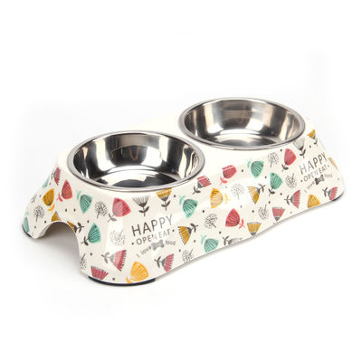 Dubbele schattig roestvrij staal hond schalen Pet Bowl