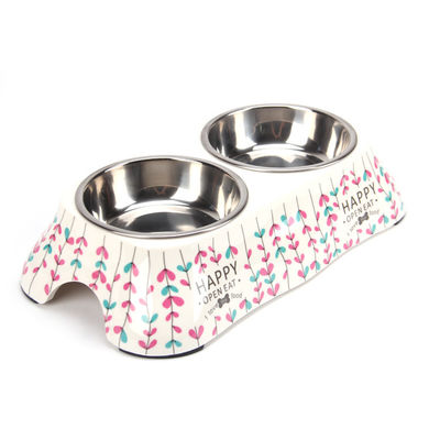 Dubbele schattig roestvrij staal hond schalen Pet Bowl