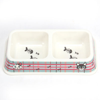 Groothandel Prijs Fabriek Op maat gemaakte dubbele vierkant melamine hond&cat pet bowl
